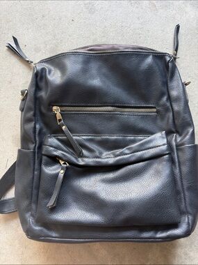 Everyday Black Faux Leather Women's Backpack - Sleek Organizer